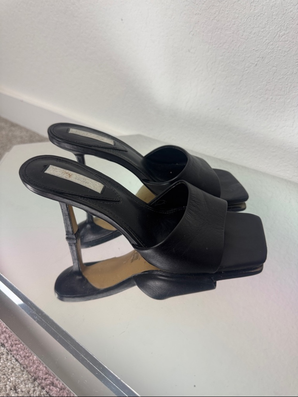 H&M Black Square-Toe Slide Heels